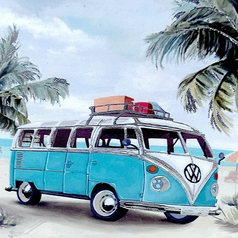 VW Bus Beach Bum Van Life Canvas Wall Art 8 x 8 Ready to Hang NEW Daydreaming